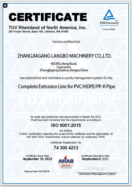 Chiny Zhangjiagang Langbo Machinery Co. Ltd. Certyfikaty